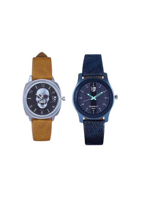 tesseract skull face dial & black dial men's analogue watches (ubrss049+sblb065) - 15366575 - Very Small Image - 1