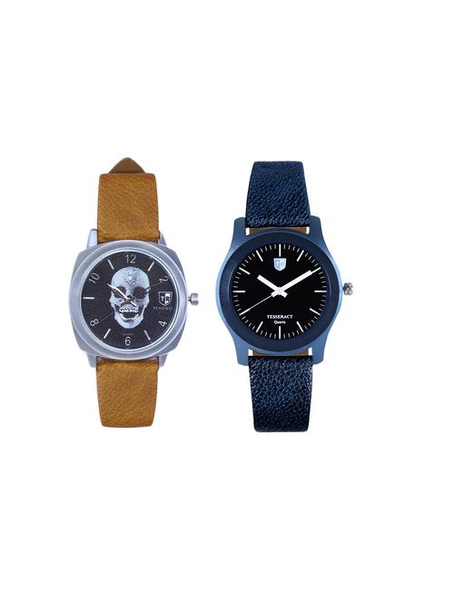 tesseract skull face dial & black dial men's analogue watches (ubrss049+sblb067) - 15366576 - Very Small Image - 1