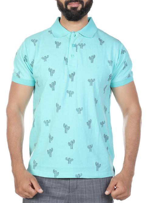 light blue printed polo t-shirt - 15366827 - Very Small Image - 1