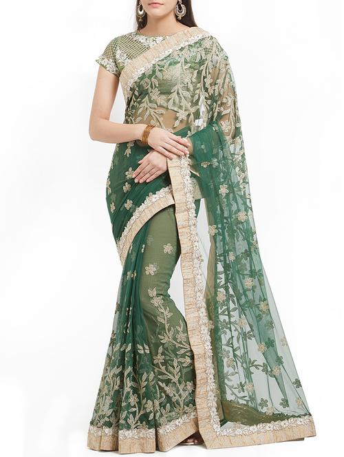 floral embellished net saree with blouse - 15367634 - Very Small Image - 1