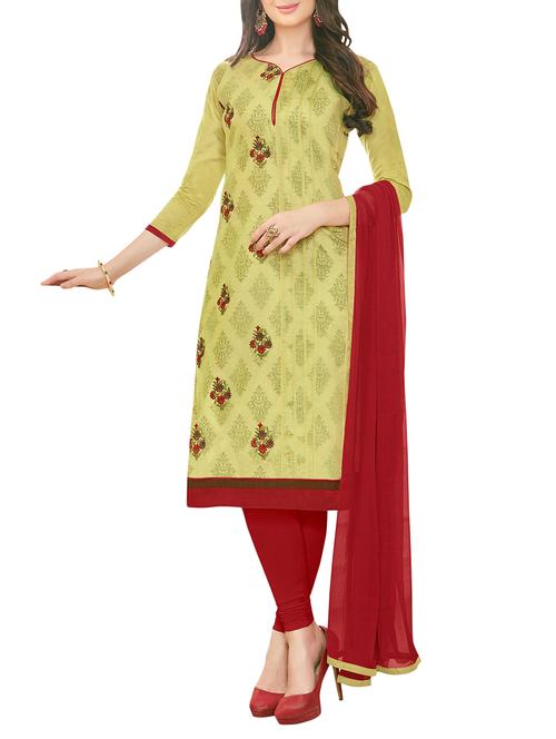 embroidered unstitched churidaar suit - 15367682 - Very Small Image - 1