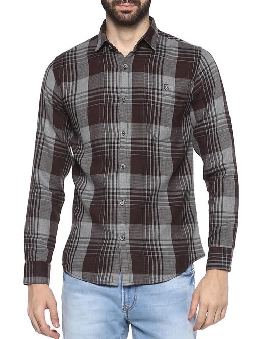 brown cotton casual shirt - 15367876 - Very Small Image - 1