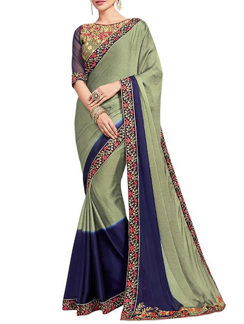 ombre lace border saree with blouse - 15367984 - Very Small Image - 1