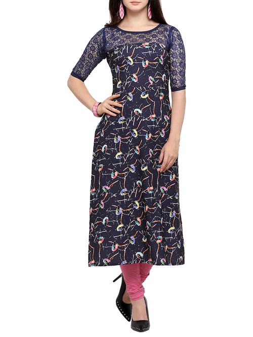 net yoke abstract kurta - 15371174 - Very Small Image - 1