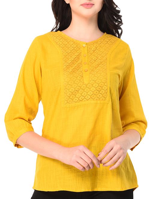 lace panel yoke top - 15371506 - Very Small Image - 1