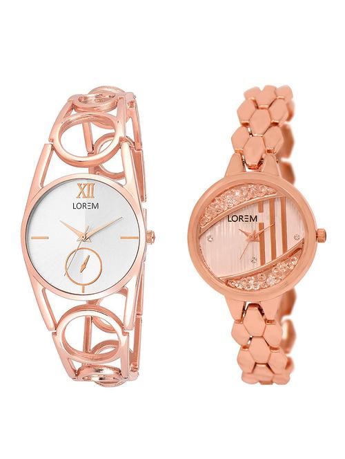 lorem lr213-222 rose gold metal bracelet watch combo - 15372793 - Very Small Image - 1