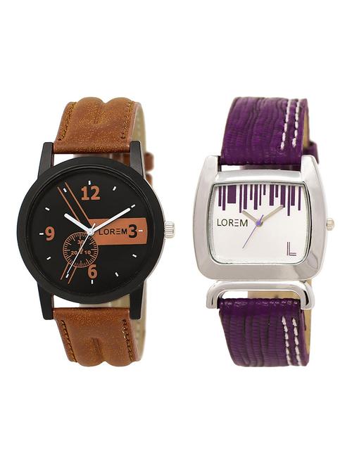 lorem lr1-207 couple wrist watch combo - 15373149 - Very Small Image - 1