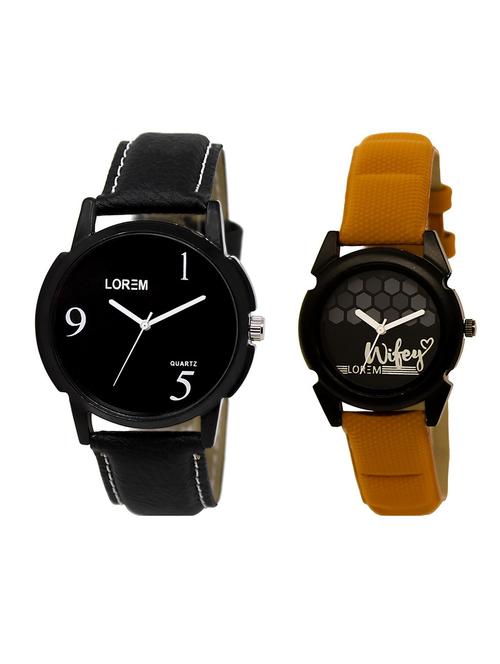 lorem lr6-235 black round boy's & girl's leather wrist watch - 15373377 - Very Small Image - 1