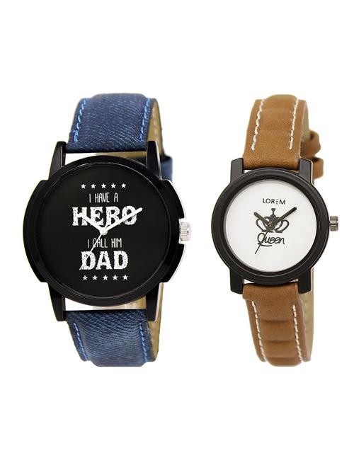 lorem lr7-209 white & black round boy's & girl's wrist watch - 15373394 - Very Small Image - 1
