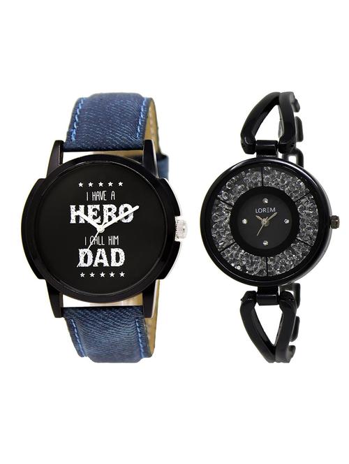 lorem lr7-211 black round boy's & girl's wrist watch - 15373396 - Very Small Image - 1