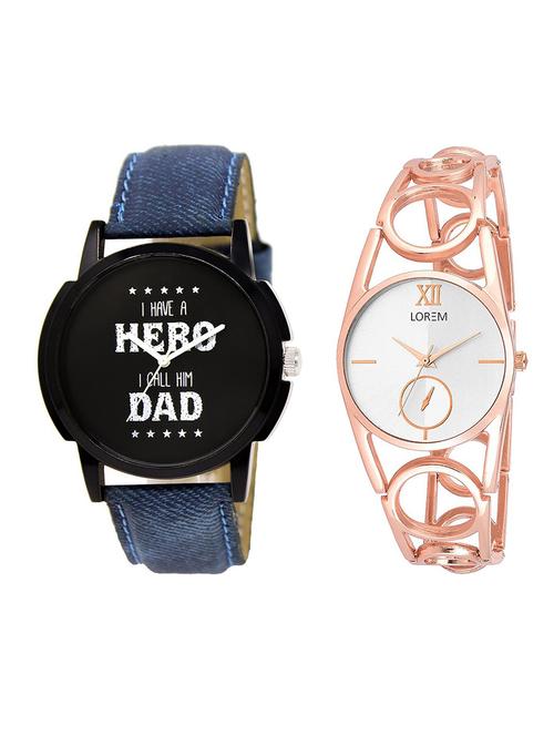 lorem lr7-213 silver & black round boy's & girl's wrist watch - 15373397 - Very Small Image - 1