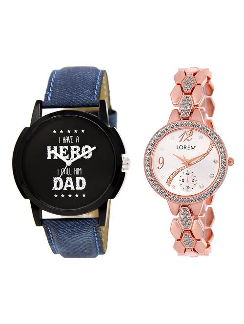 lorem lr7-215 silver & black round boy's & girl's wrist watch - 15373398 - Very Small Image - 1