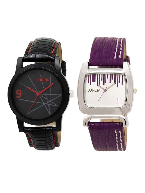 lorem lr8-207 white & black round boy's & girl's wrist watch - 15373422 - Very Small Image - 1