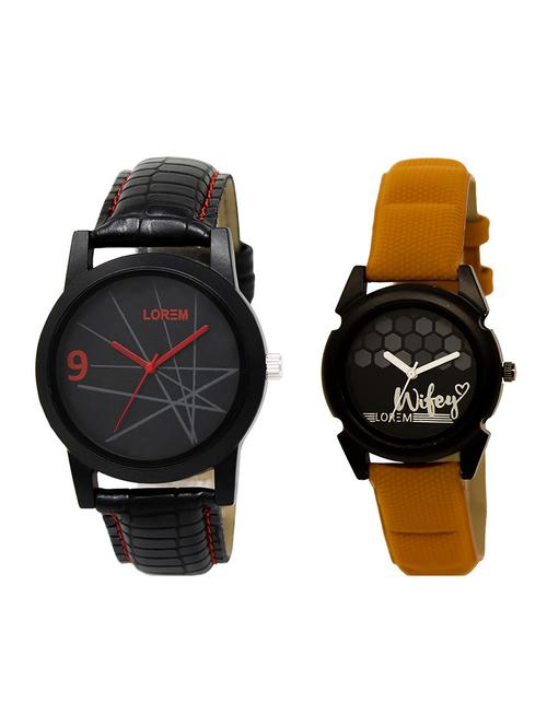 lorem lr8-235 black round boy's & girl's leather wrist watch - 15373455 - Very Small Image - 1