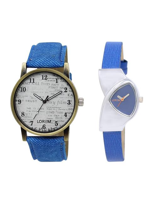 lorem lr28-208 blue & white triangle & round boy's & girl's leather wrist watch - 15374212 - Very Small Image - 1