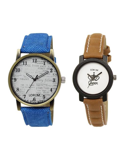 lorem lr28-209 white round boy's & girl's leather wrist watch - 15374213 - Very Small Image - 1