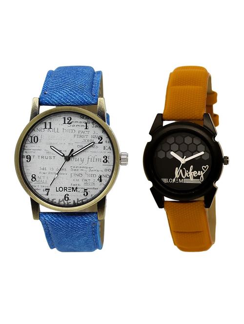 lorem lr28-235 black & white round boy's & girl's leather wrist watch - 15374235 - Very Small Image - 1