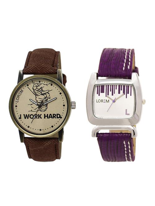 lorem lr29-207 white & grey round boy's & girl's leather wrist watch - 15374241 - Very Small Image - 1