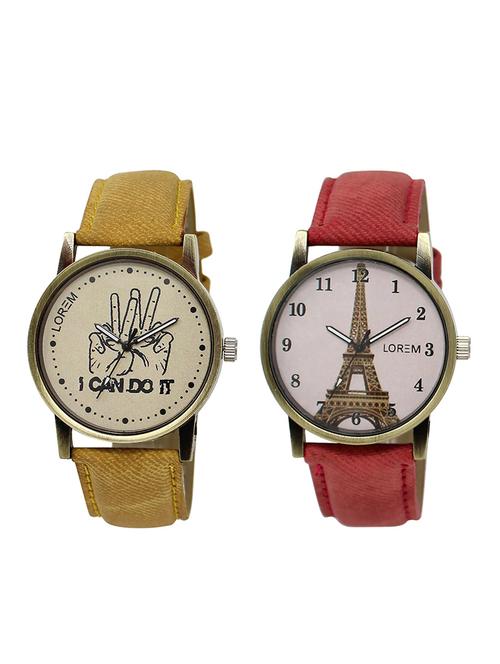 lorem lr30-230 white & grey round boy's & girl's leather wrist watch - 15374283 - Very Small Image - 1
