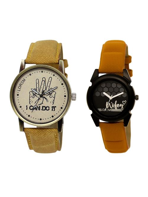 lorem lr30-235 black & grey round boy's & girl's leather wrist watch - 15374313 - Very Small Image - 1