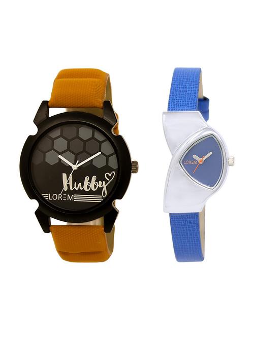 lorem lr32-208 blue & black boy's & girl's leather wrist watch - 15374368 - Very Small Image - 1