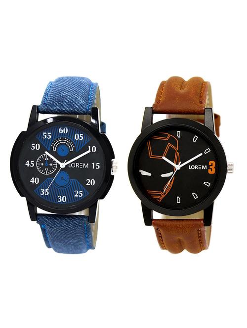 lorem lr8-23 round dial analog watch combo - 15374622 - Very Small Image - 1