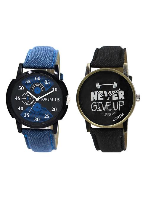 lorem lr22-31 black round leather wrist watch - 15374645 - Very Small Image - 1