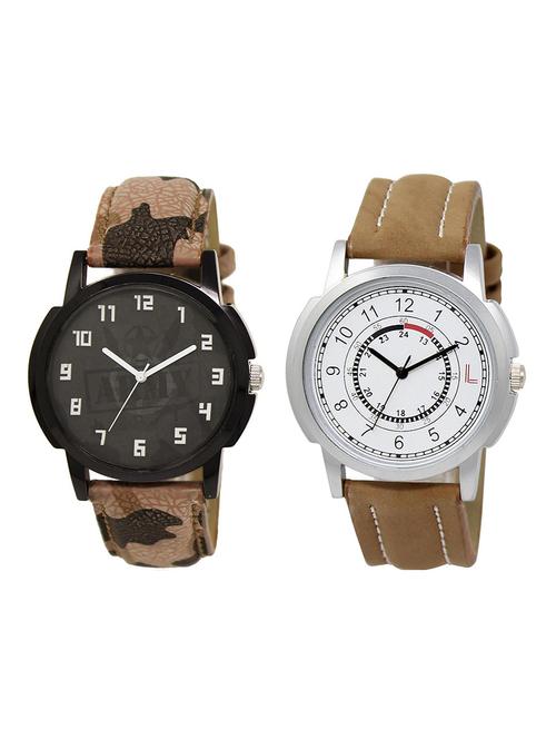 lorem lr9-20 black & white round boy's leather wrist watch - 15374666 - Very Small Image - 1