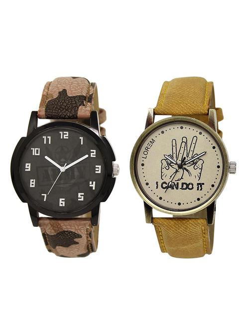 lorem lr24-27 black & blue round boy's leather wrist watch - 15374679 - Very Small Image - 1