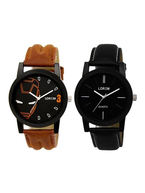 lorem lr9-29 grey & white round boy's leather wrist watch - 15374684 - Very Small Image - 1