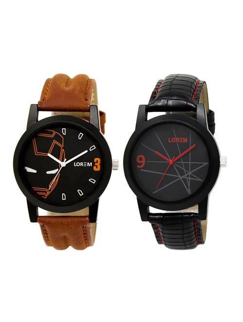 lorem lr9-30 grey & white round boy's leather wrist watch - 15374687 - Very Small Image - 1