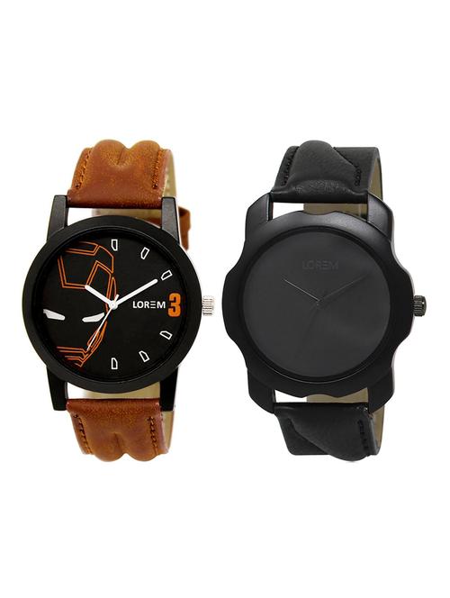 lorem lr1-7 black round boy's leather wrist watch - 15374701 - Very Small Image - 1