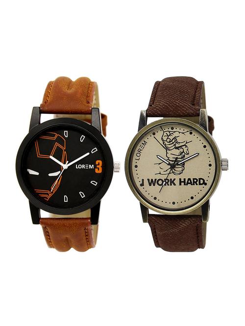 lorem lr10-13 multicolor round boy's leather wrist watch - 15374708 - Very Small Image - 1