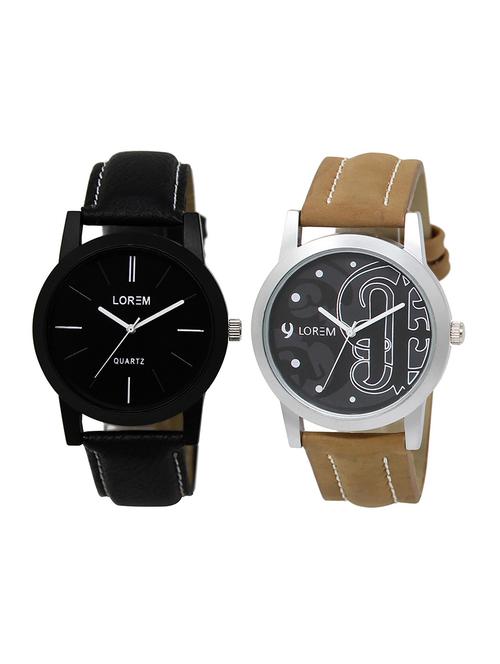 lorem lr1-14 black round boy's leather wrist watch - 15374722 - Very Small Image - 1