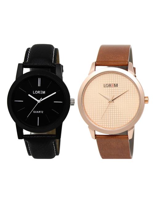 lorem lr26-32 black & white round boy's leather wrist watch - 15374742 - Very Small Image - 1
