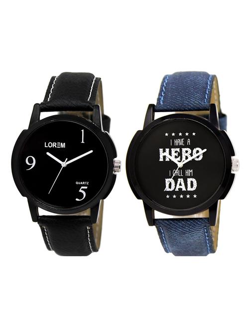 lorem lr1-21 black round boy's leather wrist watch - 15374743 - Very Small Image - 1