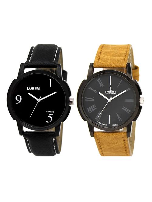 lorem lr1-25 black round boy's leather wrist watch - 15374755 - Very Small Image - 1