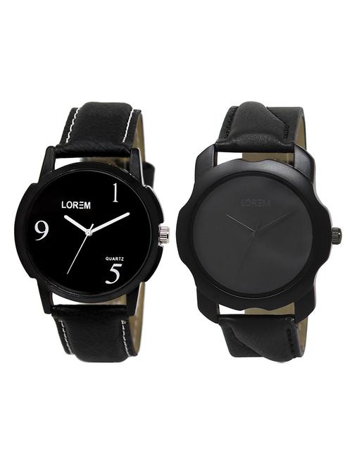 lorem lr1-26 white & black round boy's leather wrist watch - 15374758 - Very Small Image - 1