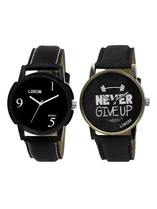 lorem lr27-32 black round boy's leather wrist watch - 15374763 - Very Small Image - 1