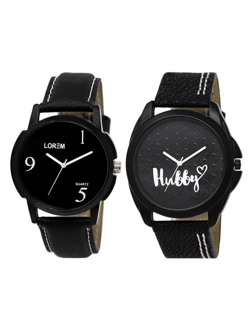 lorem lr1-29 grey & black round boy's leather wrist watch - 15374767 - Very Small Image - 1