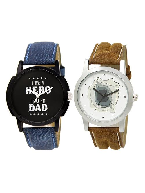 lorem lr28-29 grey & white round boy's leather wrist watch - 15374772 - Very Small Image - 1