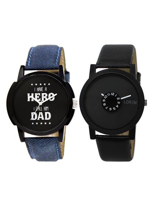 lorem lr2-4 black round boy's leather wrist watch - 15374788 - Very Small Image - 1