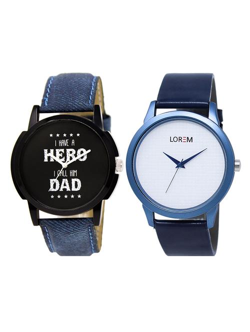 lorem lr29-32 black & grey round boy's leather wrist watch - 15374796 - Very Small Image - 1