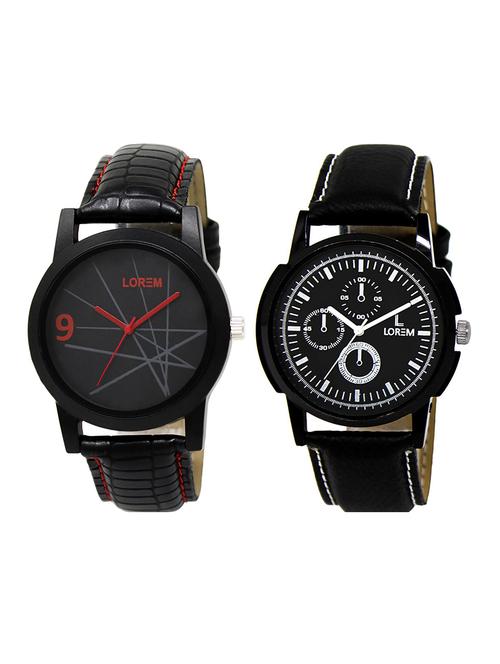 lorem lr29-34 rose gold & grey round boy's leather wrist watch - 15374802 - Very Small Image - 1