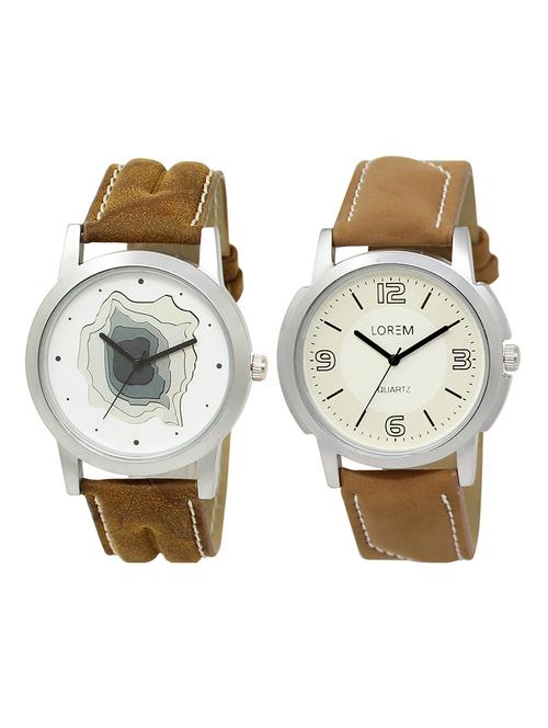 lorem lr2-18 white & black round boy's leather wrist watch - 15374830 - Very Small Image - 1