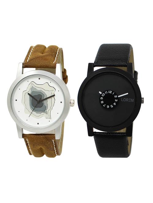 lorem lr2-21 black round boy's leather wrist watch - 15374839 - Very Small Image - 1
