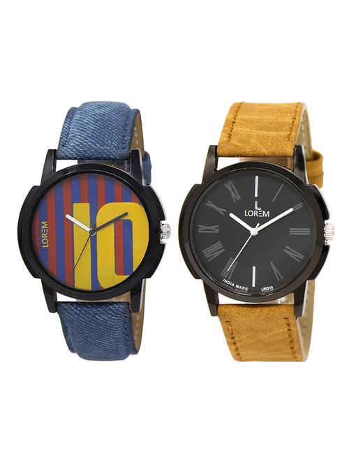 lorem lr2-27 black round boy's leather wrist watch - 15374857 - Very Small Image - 1