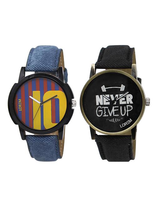 lorem lr10-101 multicolor round boy's leather & metal bracelet wrist watch - 15374865 - Very Small Image - 1