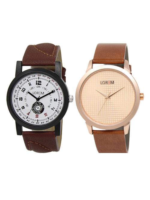 lorem lr20-101 black & silver round boy's leather & metal bracelet wrist watch - 15374895 - Very Small Image - 1