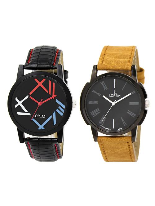 lorem lr3-11 multicolor round boy's leather wrist watch - 15374902 - Very Small Image - 1